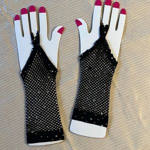 Madonna inspired Black fishnet fingerless gloves